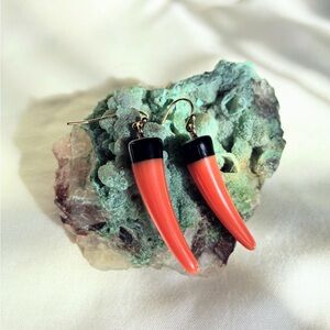 Orange and black Cornicello or chili pepper earrings #pepper #earrings